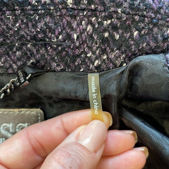 Vintage Guess Los Angeles Ruffle Purple Pea coat Size MEDIUM - Picture 10 of 13